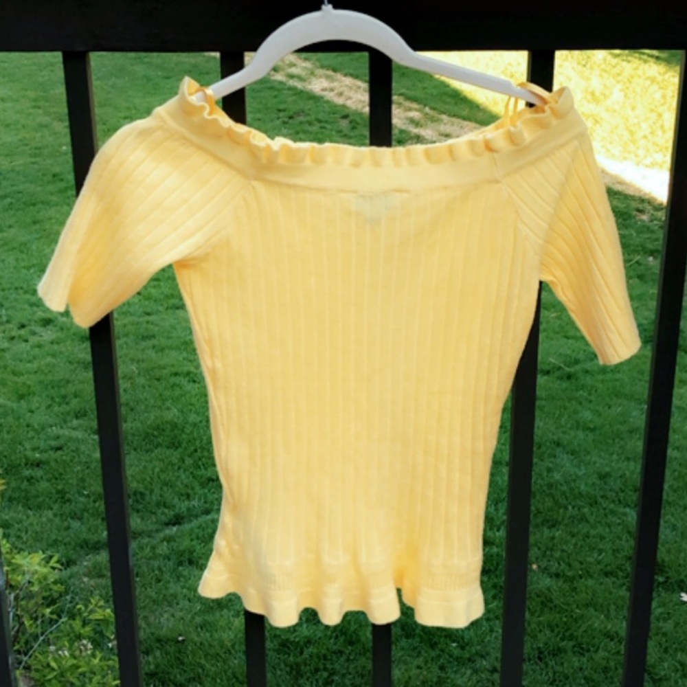 Of the shoulder yellow shirt. (Never worn)